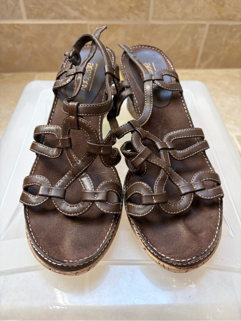 Women’s Brown Leather Strappy Sandals - Casual Comfort